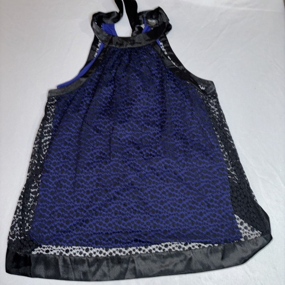 Nicole Miller Tops - Nicole Miller Black Lace /Blue Lining Halter Top Tie Back Size Medium
